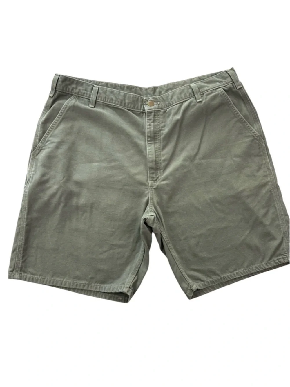 Vintage “90’s” Carhartt Men's Army Green Canvas Carpenter Knee Length Short (42)